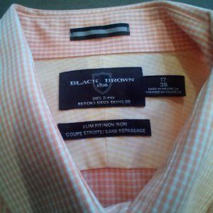 Orange and White checked button down dress shirt 17/36